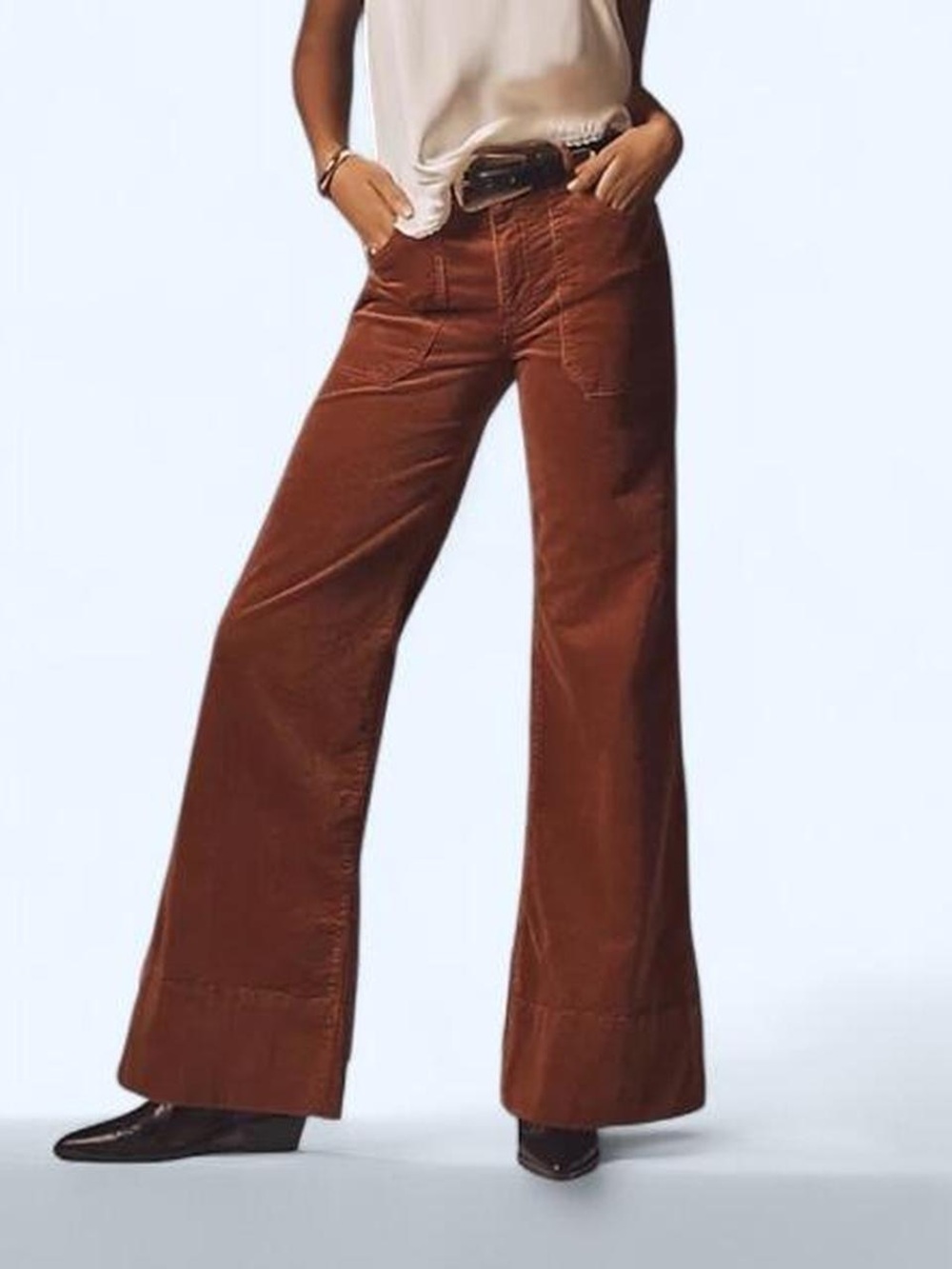 Pilcro - Rylan High Rise Corduroy Flare - Rust Brown